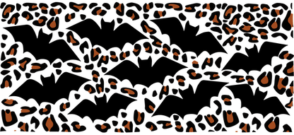 A playful pattern of abstract orange and black shapes resembling pebbles or drops, creating a vibrant, artistic design.UV Transfers dtf prints