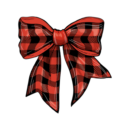 A festive red and black checkered bow, perfect for adding a cheerful touch to any gift or decoration. dtf prints