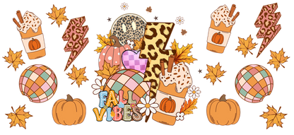 Celebrate the season with vibrant fall-themed graphics featuring pumpkins, leaves, and stylish latte cups, capturing cozy autumn vibes!UV Transfers dtf prints