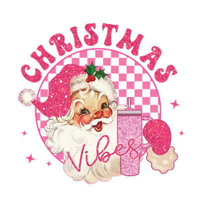 Cheerful Christmas design featuring a whimsical Santa, sparkling text, and festive elements for a joyful holiday vibe. dtf transfers