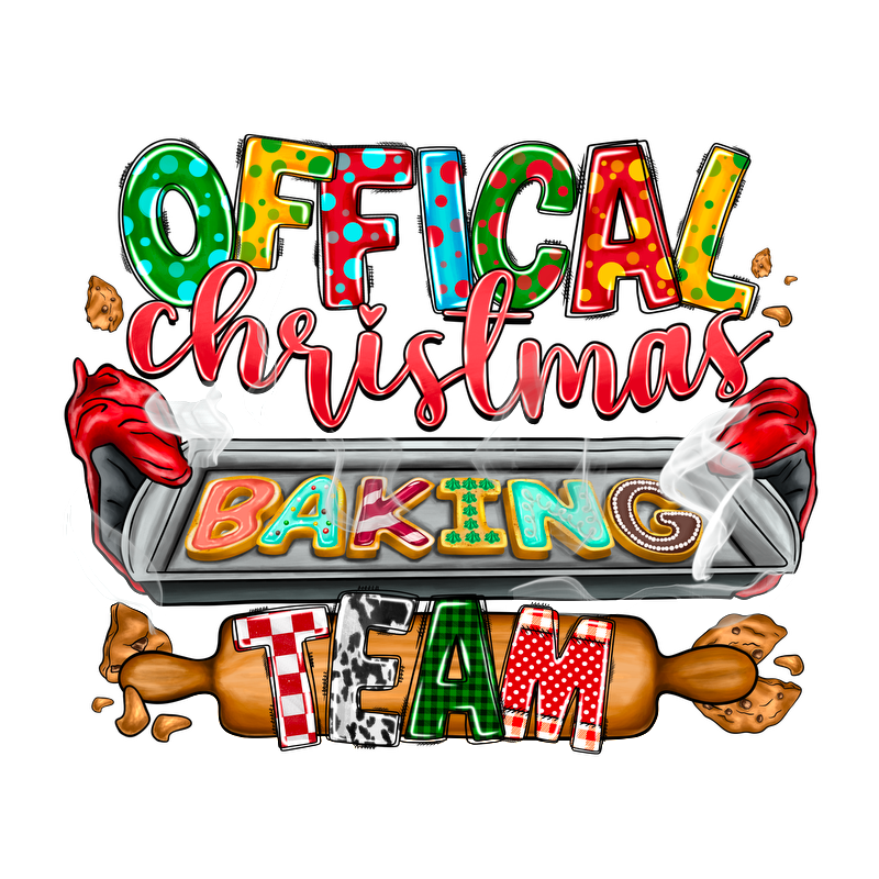 Celebrate the festive spirit with this colorful "Official Christmas Baking Team" design, perfect for holiday baking enthusiasts!DTF Transfers dtf transfers dtf transfers