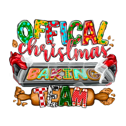 Celebrate the festive spirit with this colorful "Official Christmas Baking Team" design, perfect for holiday baking enthusiasts!DTF Transfers dtf transfers dtf transfers