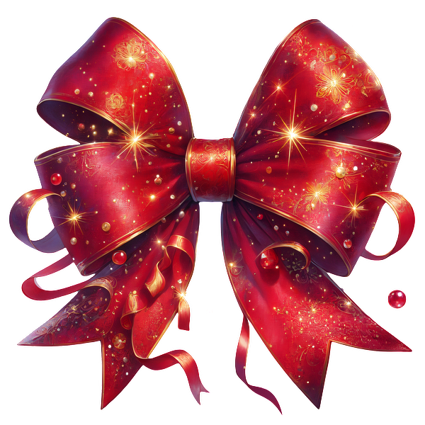 A stunning red Christmas bow adorned with sparkling accents, perfect for adding festive charm to gifts or decorations. dtf transfers