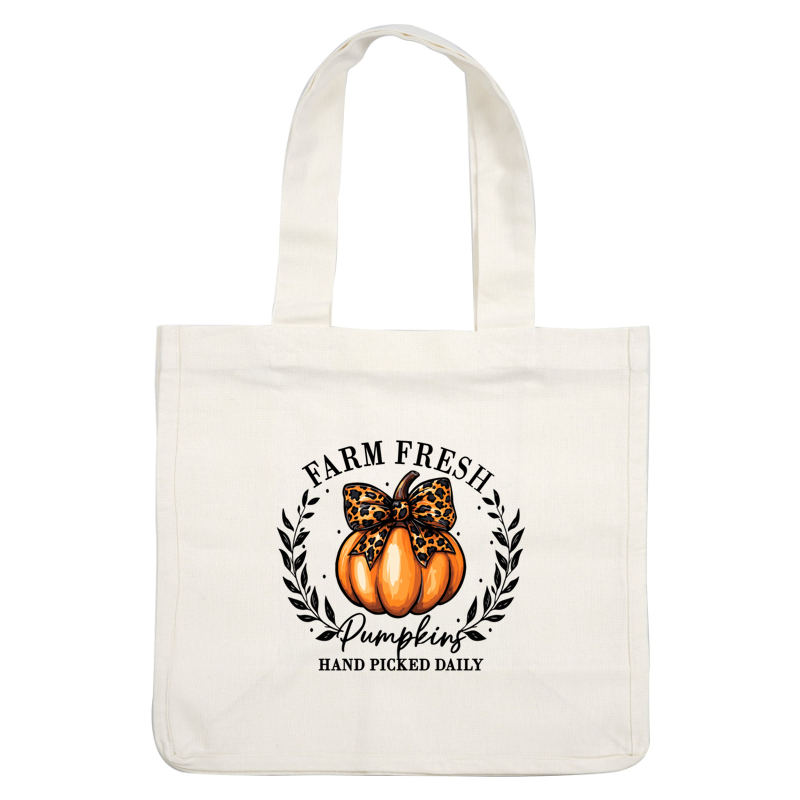 A charming orange pumpkin adorned with a stylish leopard print bow, perfect for festive fall decor.dtf regular iron