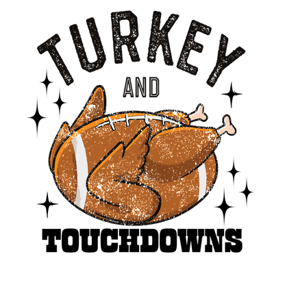 A fun graphic featuring a turkey resembling a football, playfully combining Thanksgiving and football themes with a quirky design. dtf prints