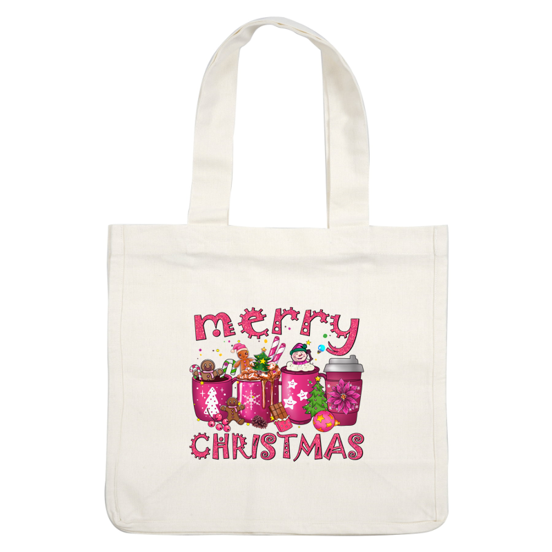 Cheerful Christmas design featuring festive mugs, gingerbread cookies, and playful decorations, perfect for celebrating the holiday spirit!dtf regular iron