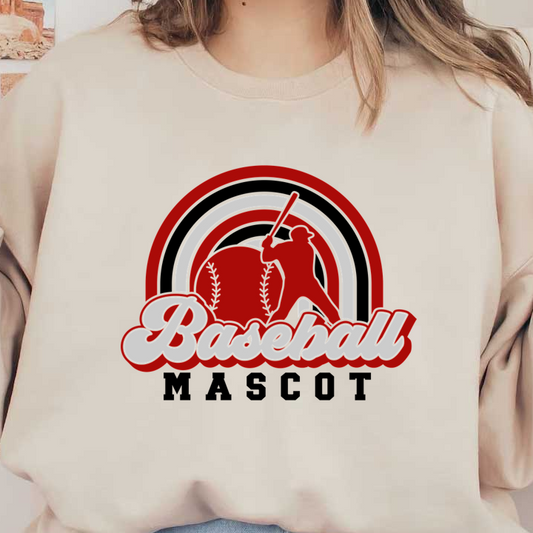 A vibrant baseball-themed graphic featuring a player with a bat, a ball, and bold lettering that spells "Baseball."DTF Transfers dtf transfers