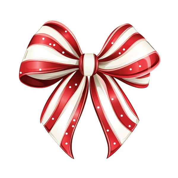 A festive red and white striped bow with polka dots, perfect for adding cheer to gifts and decorations. dtf prints