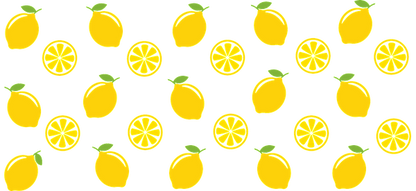 A playful pattern of bright yellow lemons and lemon slices with green leaves on a contrasting background.UV Transfers dtf transfers