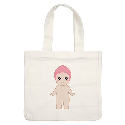 Cute cartoon baby character with a pink cap and smiling face, featuring large eyes and rosy cheeks, perfect for children's themes.DTF Transfers dtf transfers