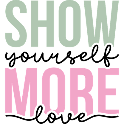 Un gráfico divertido que presenta las atrevidas palabras "SHOW MORE" en colores verde pastel y rosa.