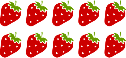 A colorful pattern of bright red strawberries, each topped with green leaves, perfect for a cheerful design.UV Transfersdtf regular iron