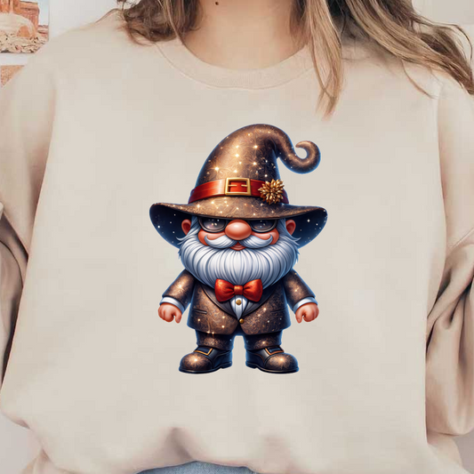 Meet this charming gnome dressed as a wizard, complete with a starry hat, stylish bow tie, and sparkling attire! heat press transfers