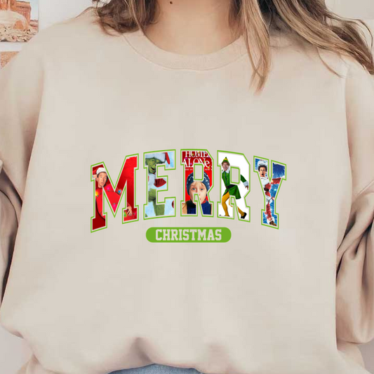 Celebrate the festive season with this vibrant "Merry Christmas" design featuring iconic holiday characters and classic movie elements!DTF Transfers dtf transfers