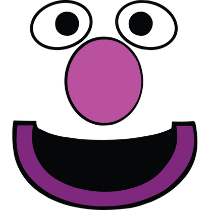 This playful character features a vibrant purple nose, large eyes, and a big smiling mouth, radiating a cheerful vibe.DTF Transfers dtf prints