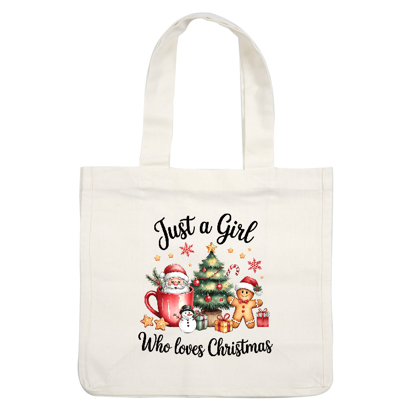 "Cheerful illustration celebrating a girl who adores Christmas festivities and joy!"DTF Transfers