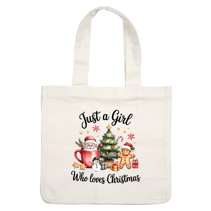 "Cheerful illustration celebrating a girl who adores Christmas festivities and joy!"DTF Transfers