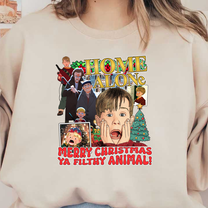 Celebrate the holidays with this fun "Home Alone" themed graphic, featuring festive decorations and a classic movie quote!DTF Transfers dtf prints