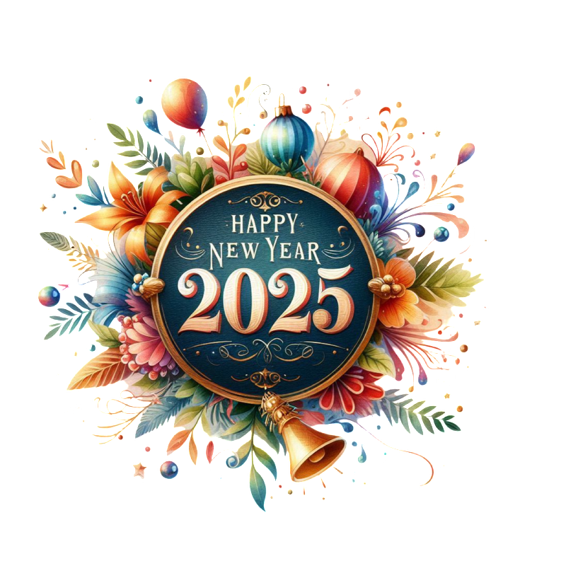 Celebrate the arrival of 2025 with this vibrant "Happy New Year" design adorned with colorful flowers and festive balloons.DTF Transfers