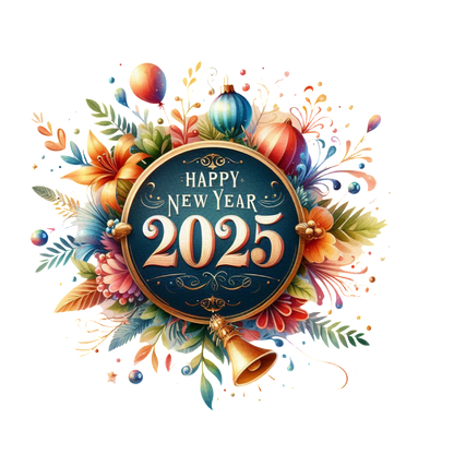 Celebrate the arrival of 2025 with this vibrant "Happy New Year" design adorned with colorful flowers and festive balloons.DTF Transfers