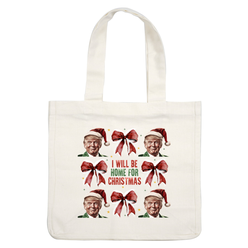 Celebrate the holidays with this festive design featuring bows and the phrase "I Will Be Home For Christmas".DTF Transfers heat press transfers dtf prints