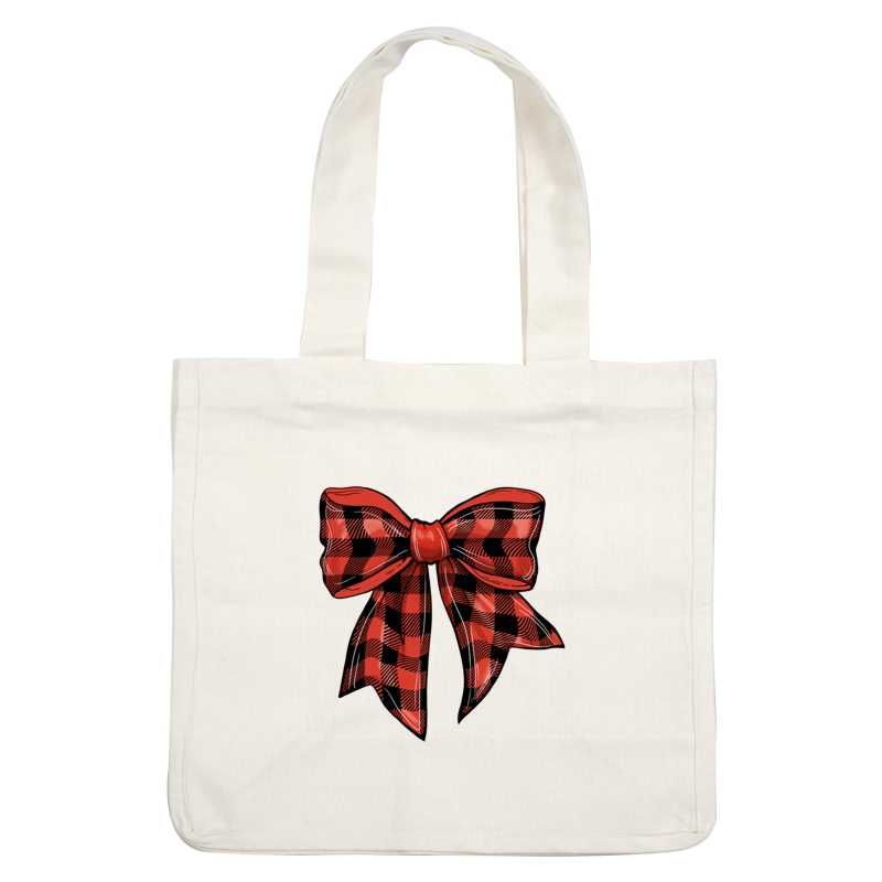 A festive red and black checkered bow, perfect for adding a cheerful touch to any gift or decoration. dtf prints