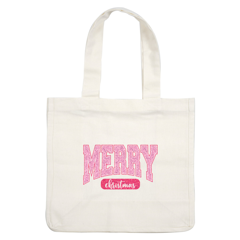 Sparkling pink text that reads "MERRY Christmas," perfect for festive holiday greetings and decorations.