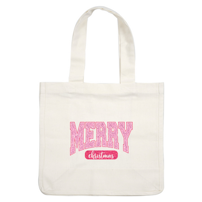 Sparkling pink text that reads "MERRY Christmas," perfect for festive holiday greetings and decorations.