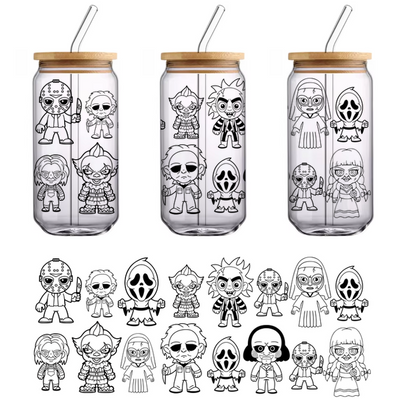 A whimsical illustration featuring a variety of stylized human figures and symbols, showcasing creativity and individuality.UV Transfers dtf transfers