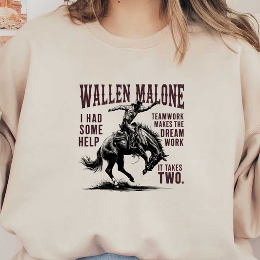 A motivational graphic featuring the phrase "Teamwork makes the dream work" alongside the name Walden Malone. dtf prints