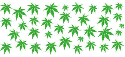 A vibrant array of green maple leaves scattered in a lively, natural pattern, perfect for eco-friendly designs.UV Transfers dtf transfers