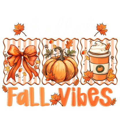 Celebrate autumn with vibrant fall-themed art featuring pumpkins, bows, and leaves!DTF Transfers