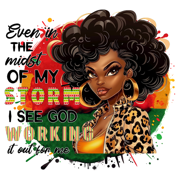 An empowering graphic featuring a confident woman with voluminous hair, adorned in a leopard print jacket, with an inspiring quote. dtf prints