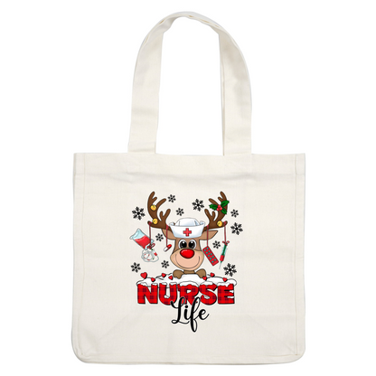 Embrace the festive spirit with this cute reindeer in a nurse hat, celebrating "Nurse Life" with holiday cheer!DTF Transfers