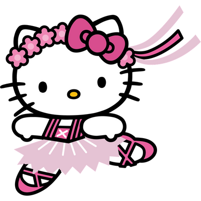 Meet a cheerful Hello Kitty in a pink ballet outfit, complete with a tulle skirt, ribbons, and a flower crown!DTF Transfers