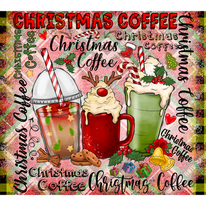 Celebrate the festive season with this vibrant illustration featuring delightful Christmas coffee drinks topped with festive decorations!DTF Transfers dtf prints