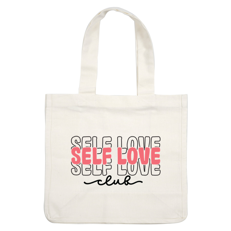 Un logotipo vibrante que presenta la frase "Self Love Club" en letras atrevidas y divertidas, que promueve la positividad y la autoaceptación.