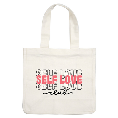 Un logotipo vibrante que presenta la frase "Self Love Club" en letras atrevidas y divertidas, que promueve la positividad y la autoaceptación.