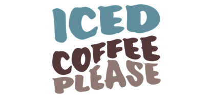 A playful design promoting iced coffee with colorful, bold lettering, perfect for coffee lovers.UV Transfers dtf transfers