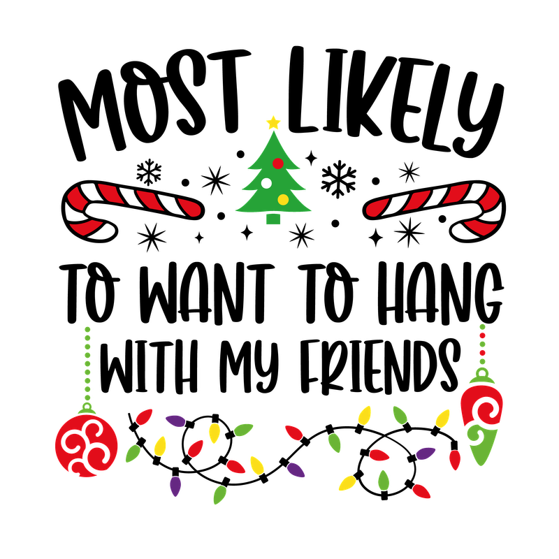 Celebrate the festive season with this cheerful design featuring a Christmas tree, candy canes, and colorful ornaments!DTF Transfers dtf transfers dtf transfers