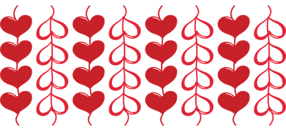 A vibrant pattern featuring red hearts intertwined with leaves, perfect for romantic themes or decorative projects.UV Transfersdtf regular iron