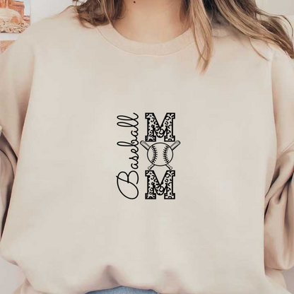 Celebrate being a baseball mom with this stylish design featuring playful typography and baseball-themed graphics. Perfect for game days!dtf regular iron