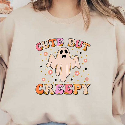 This whimsical design features a cute ghost with the playful phrase "Cute But Creepy," perfect for Halloween fun!