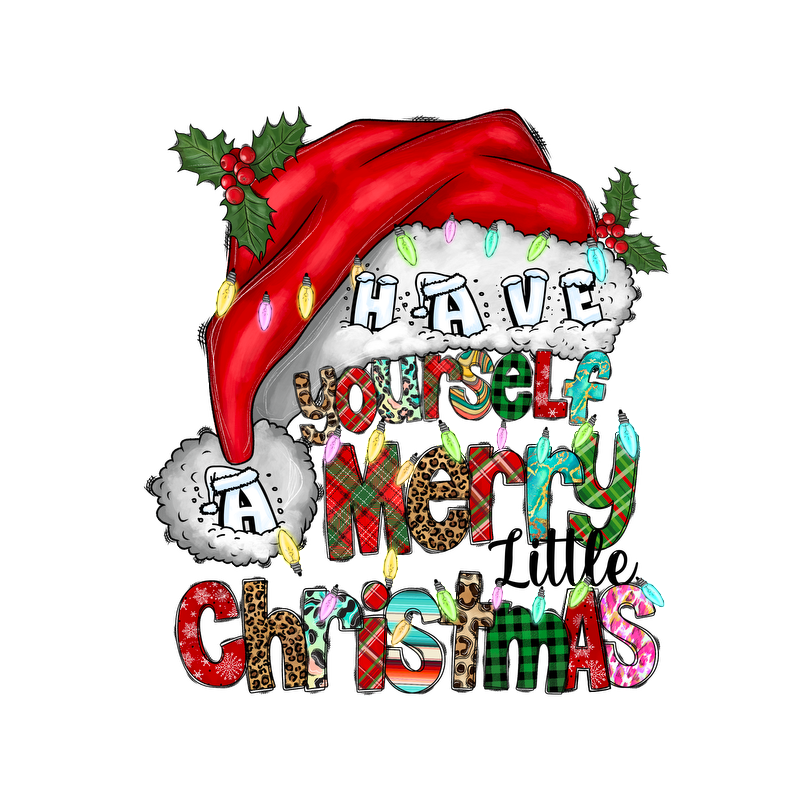 Celebrate the season with this festive design featuring a Santa hat and the cheerful message, "Have Yourself a Merry Christmas."DTF Transfers dtf prints