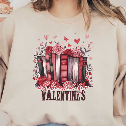 Celebrate love and literature with this charming design featuring vintage books adorned with roses, perfect for Valentine's Day!DTF Transfers