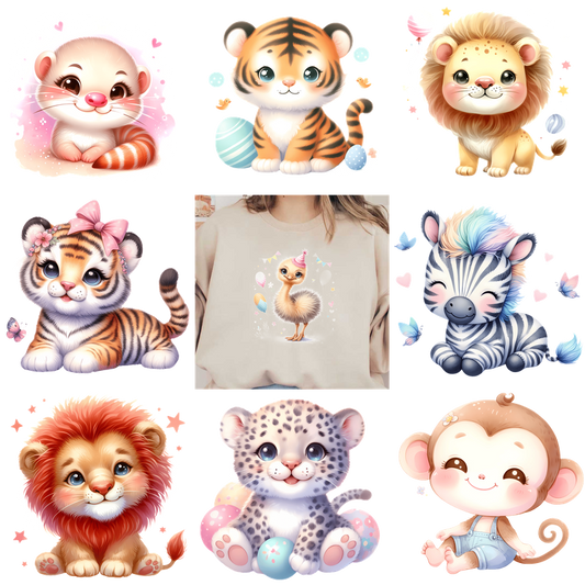 Cute animal stickers Collage Clipart.DTF Transfers