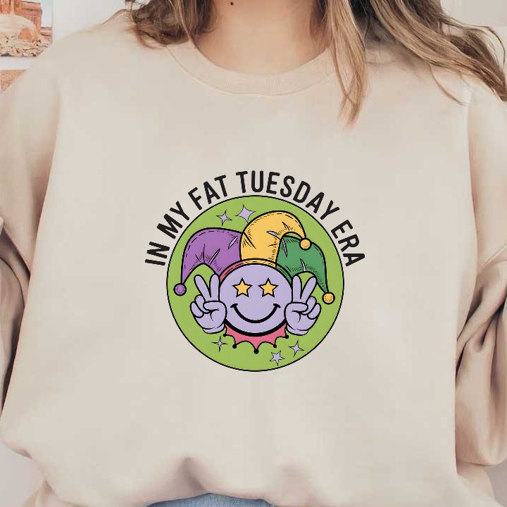 Celebrate the spirit of Mardi Gras with this fun, colorful graphic featuring a smiling jester and a playful message!DTF Transfers