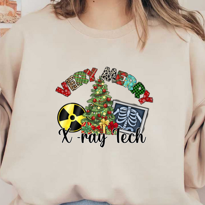 Celebrate the holidays with this festive design featuring a Christmas tree, gifts, and nods to X-ray technology!DTF Transfers dtf transfers heat press transfers