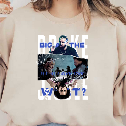 A vibrant graphic featuring Drake with dynamic text announcing his "It's All a Blur Tour," showcasing his energetic style and presence.DTF Transfers dtf prints