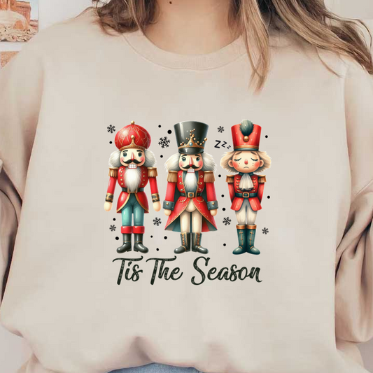 Celebrate the season with these whimsical nutcracker figures, featuring colorful uniforms and playful expressions, perfect for holiday decor! dtf transfers